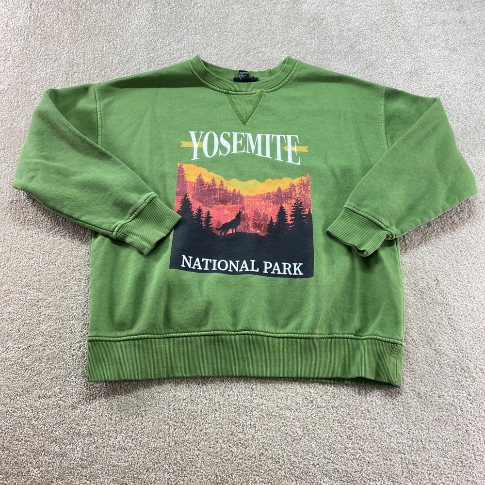 Forever 21 Yosemite National‎ Park Sweatshirt Mens Small Green Graphic Pullover